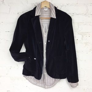 J. CREW Navy Blue Velvet Fitted 1990's Blazer Size XS